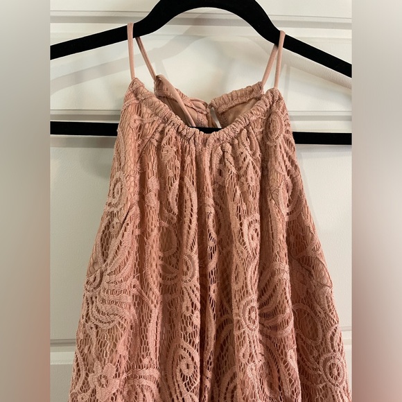 Sweet Storm Women Lace Nut Pink Maxi Dress Large Blouson Sleeveless Size M - Picture 6 of 11